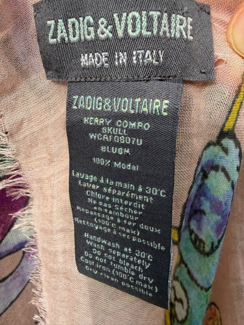 Zadig & Voltaire Kerry compo Skull Scarf in blush - Picture 7 of 8